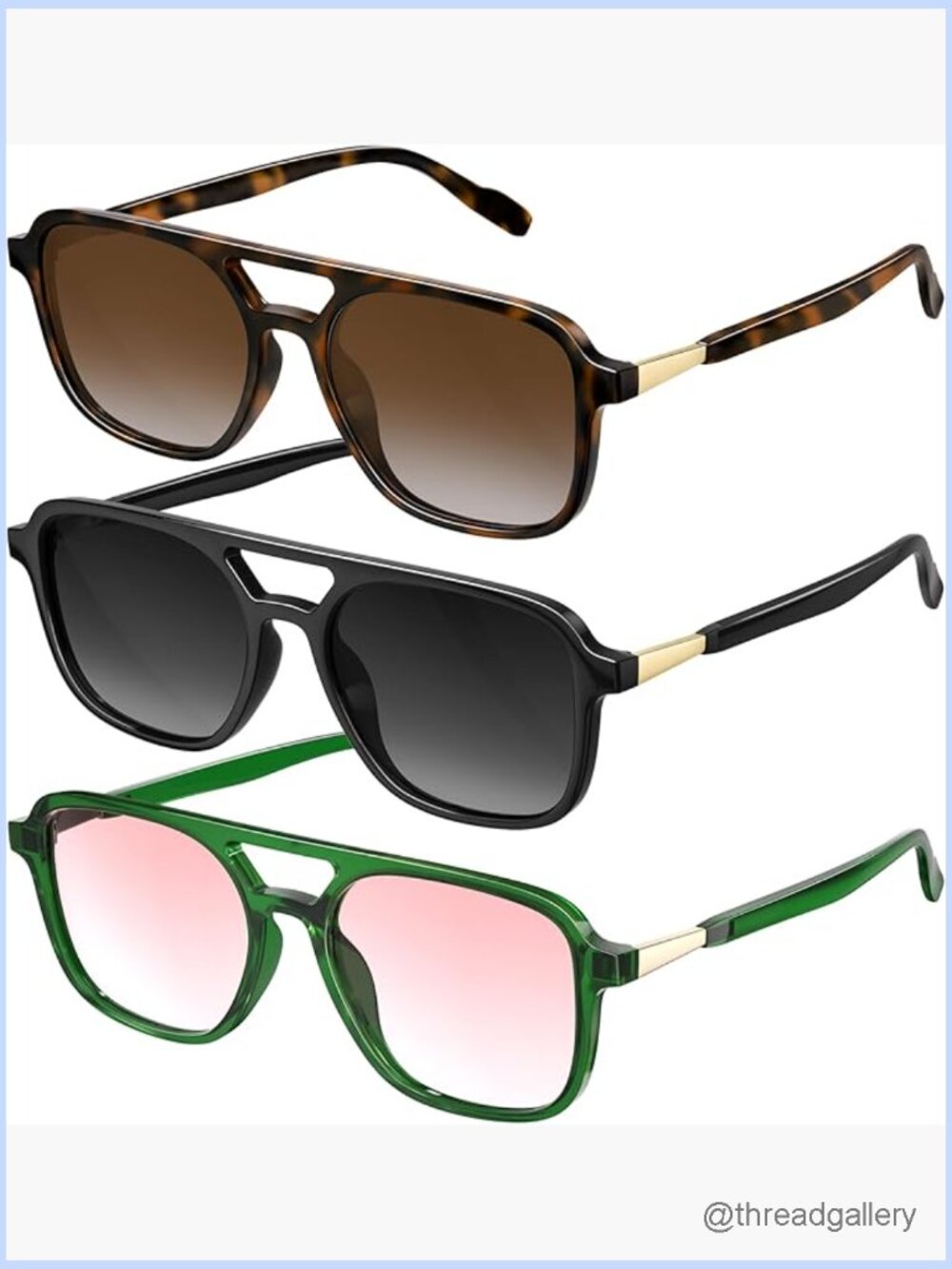 Women's Polarized Retro Aviator Rectangle Sunglasses UV Protection